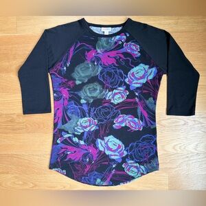 LuLaRoe x Disney Villains Maleficent Top XS Black Purple Pink Graphic